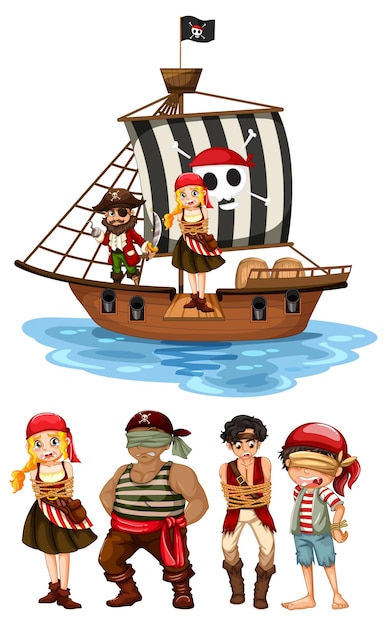 Free Vector set of different pirates cartoon characters