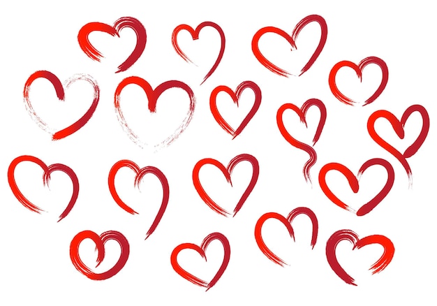 Set of different red hearts background