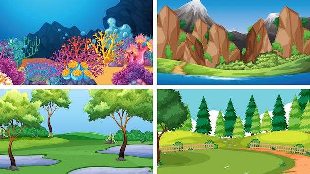 Set of different scenes or background