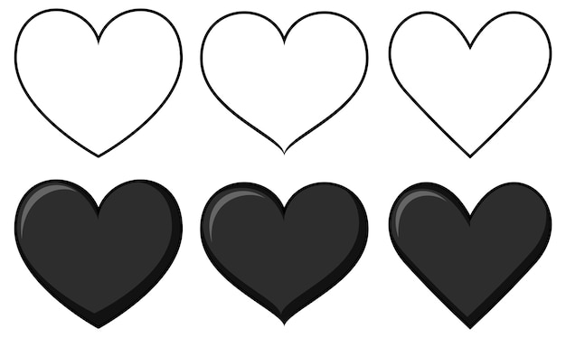 Free vector set of different shapes of heart