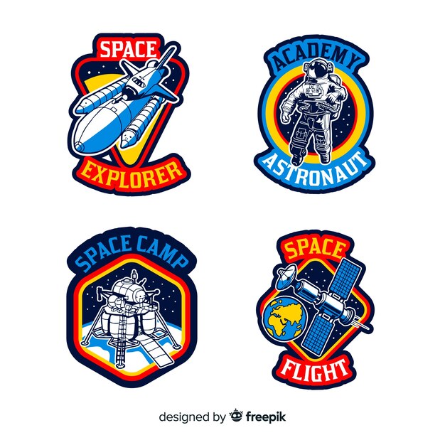 Set of different stickers with space