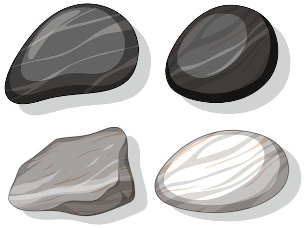 Free Vector set of different stones shapes isolated on white background