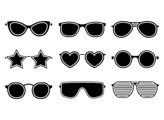 Set Of Different Style Glasses Glyph