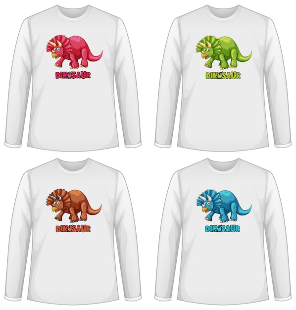 Set of different t-shirts with dinosaurs