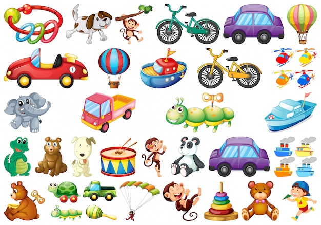 Free Vector set of different toys