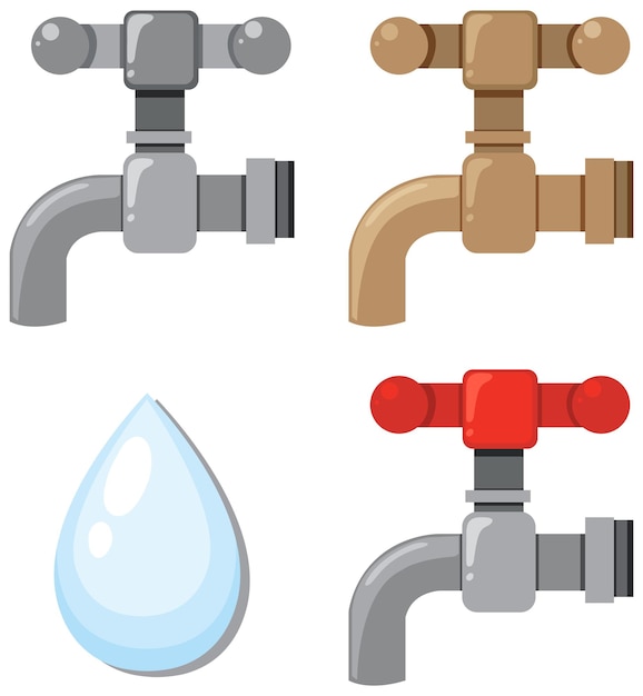 Free Vector set of different watertaps