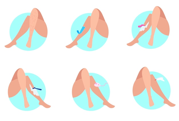 Free Vector set of different ways of hair removal