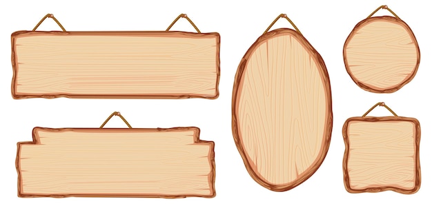 Free Vector set of different wooden sign boards