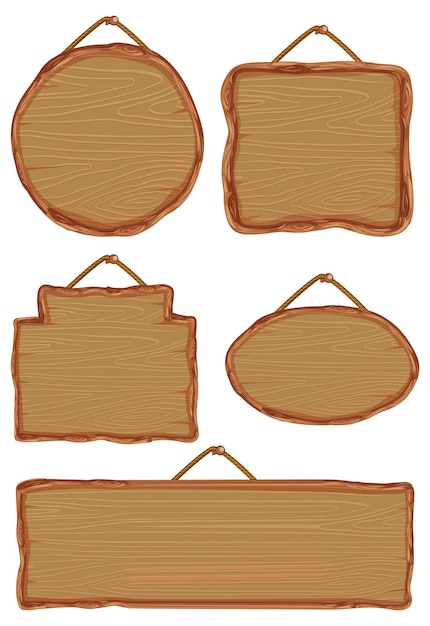 Free Vector set of different wooden sign boards