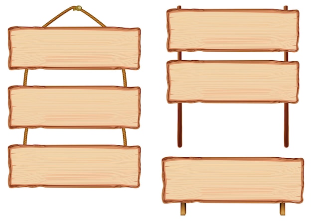 Set of different wooden sign boards