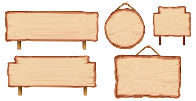 Set of different wooden sign boards