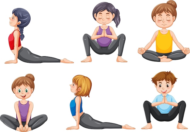 Free vector set of different yoga postures