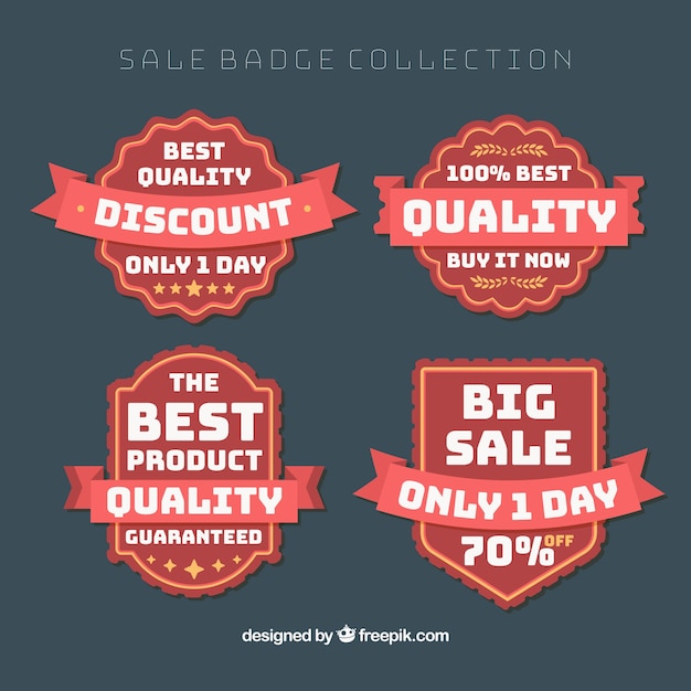 Free Vector set of discount retro badges