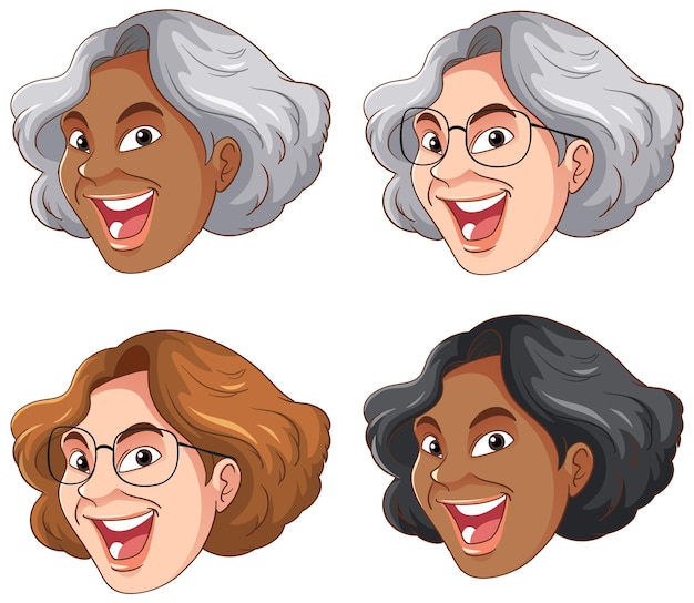 Free Vector set of diverse people faces in different races