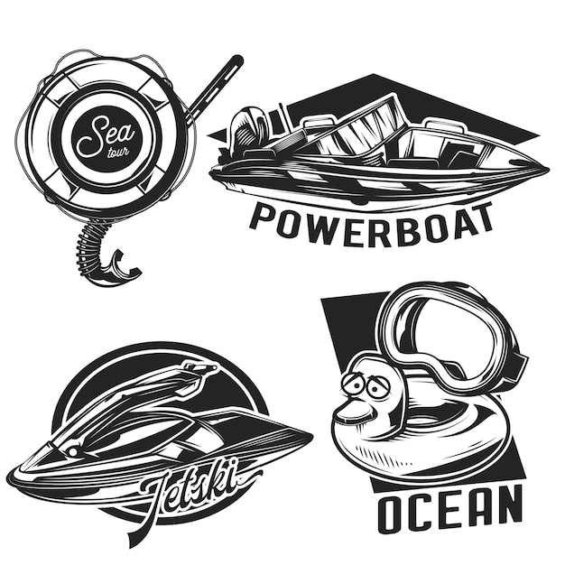 Set of diving emblems