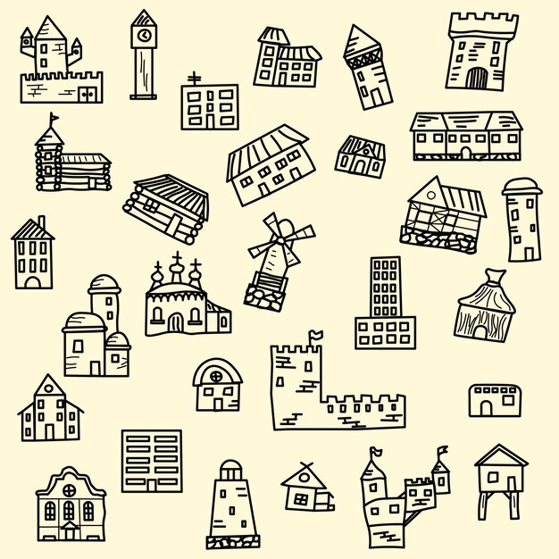 Set of doodle houses