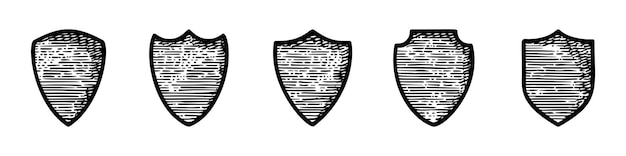 Free Vector set doodle shield