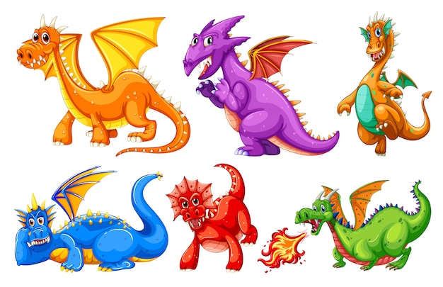 Free vector set of dragon character