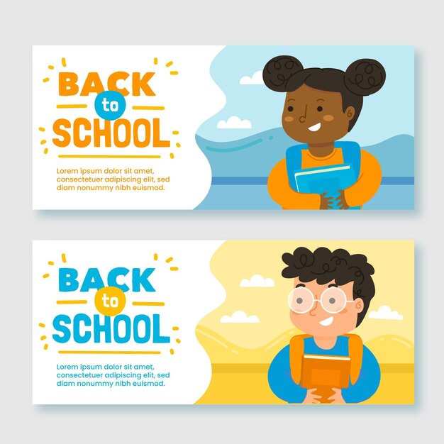 Set of drawn back to school banners