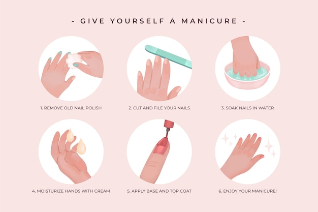 Free Vector set of drawn manicure instructions