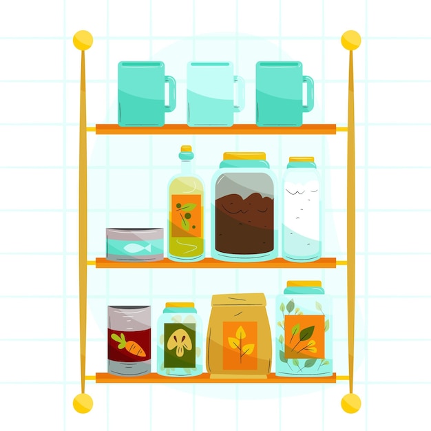 Free Vector set of drawn pantry with different foods