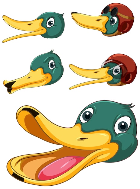 Free vector set of duck head with different facial expression