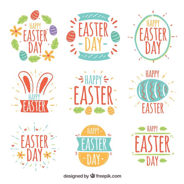 Set of easter day badges 