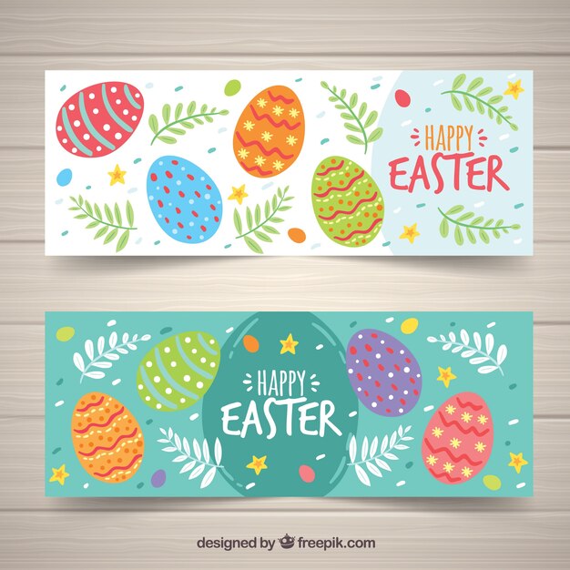 Set of easter day banners