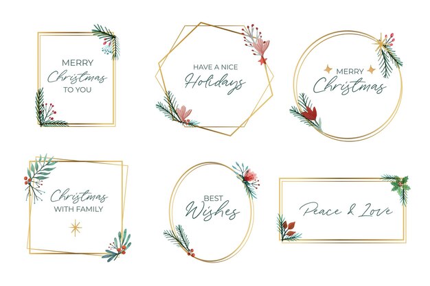 Set of elegant christmas golden frames