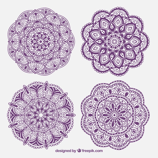 Free Vector set of elegant golden mandalas