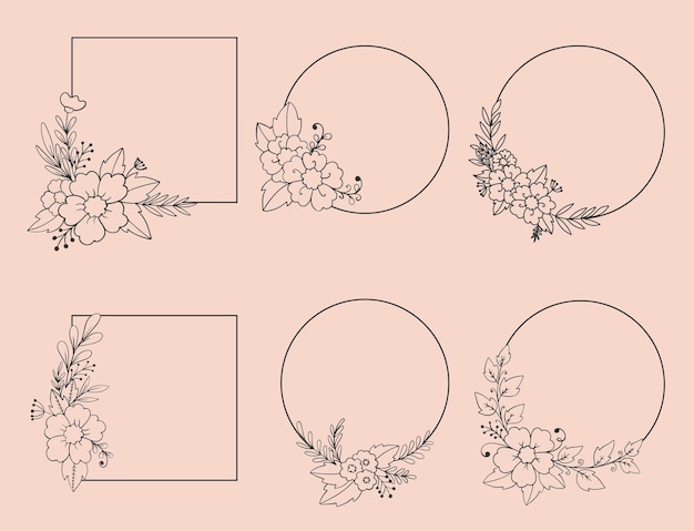 Free vector set of elegant hand drawn frames