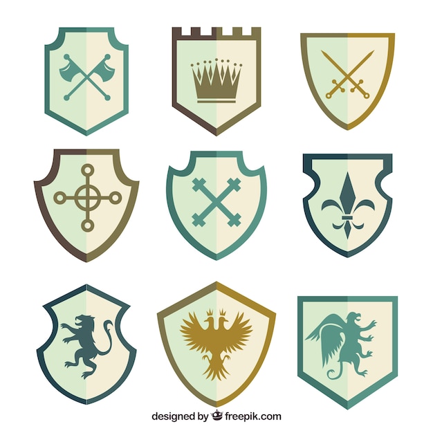 Free vector set of elegant knight emblems