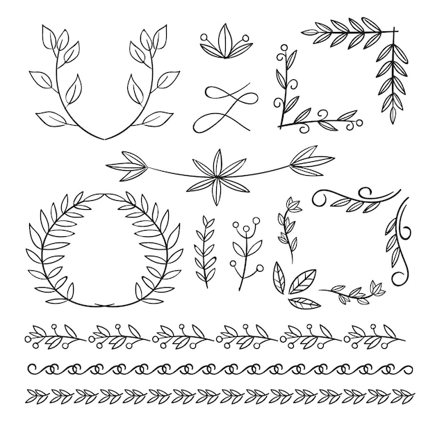 Set of elegant ornamental elements