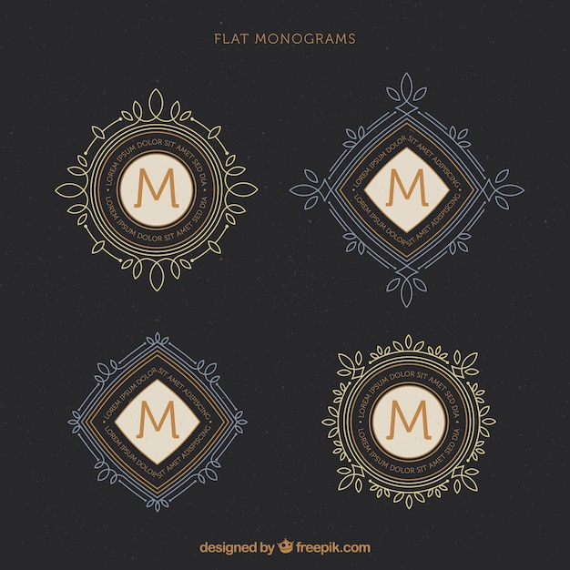 Free Vector set of elegant vintage monograms