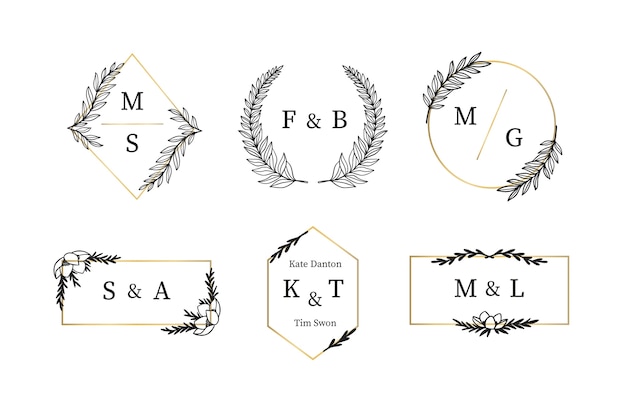 Set of elegant wedding monograms