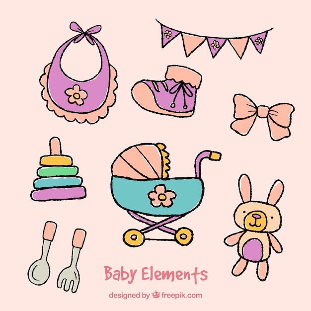 Set of elements for babies