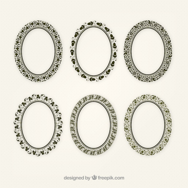 Set of ellipse ornamental frames