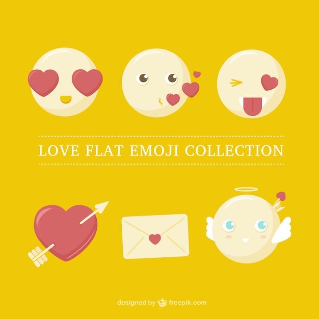 Free Vector set of emoticons in love