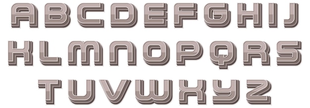 A set of English alphabet space font on white background