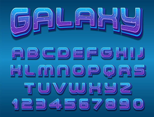 A set of English alphabet space font