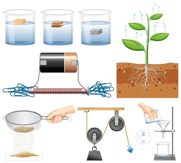 Free Vector set of equipment needed for science experiment