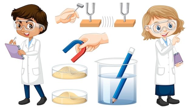 Free Vector set of equipment needed for science experiment