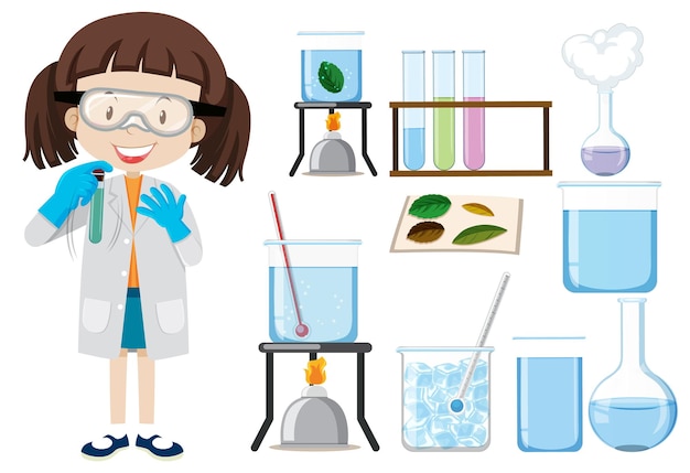 Free Vector set of equipment needed for science experiment