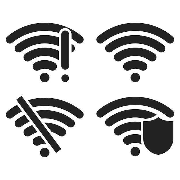 Set Of Erorr Secure And No Wifi Signs