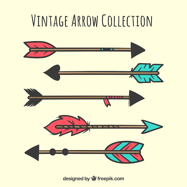 Free Vector set of ethnic hand drawn arrows