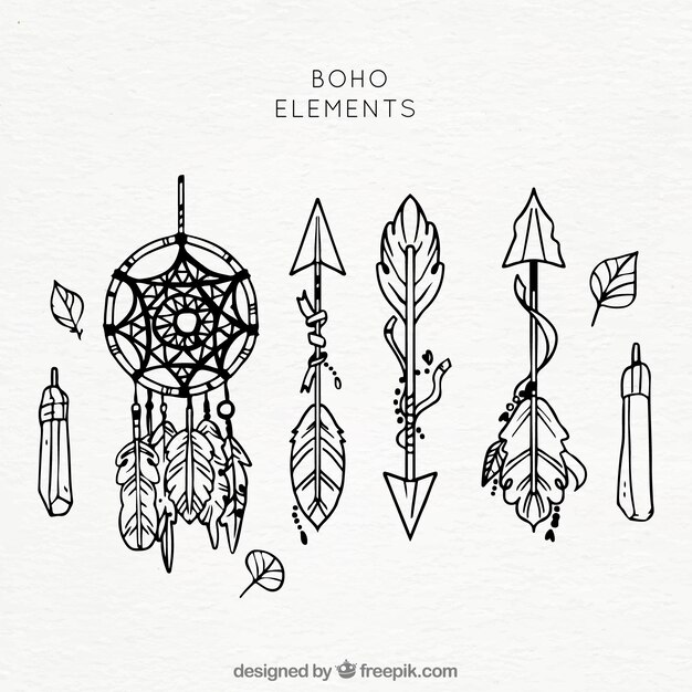 Set of ethnic hand drawn elements