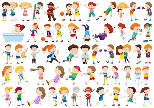 Free Vector set of exercise people character