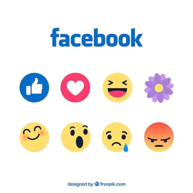 Set of facebook emoticons in flat style