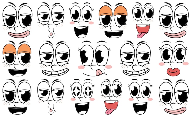 Free vector set of facial expression on white background