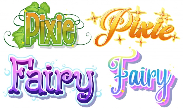 Set of fairy and pixie logos on white background